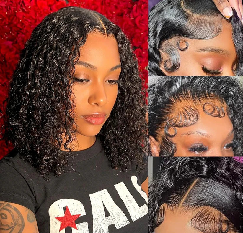 5*5 gluess glueless curly wig human hair